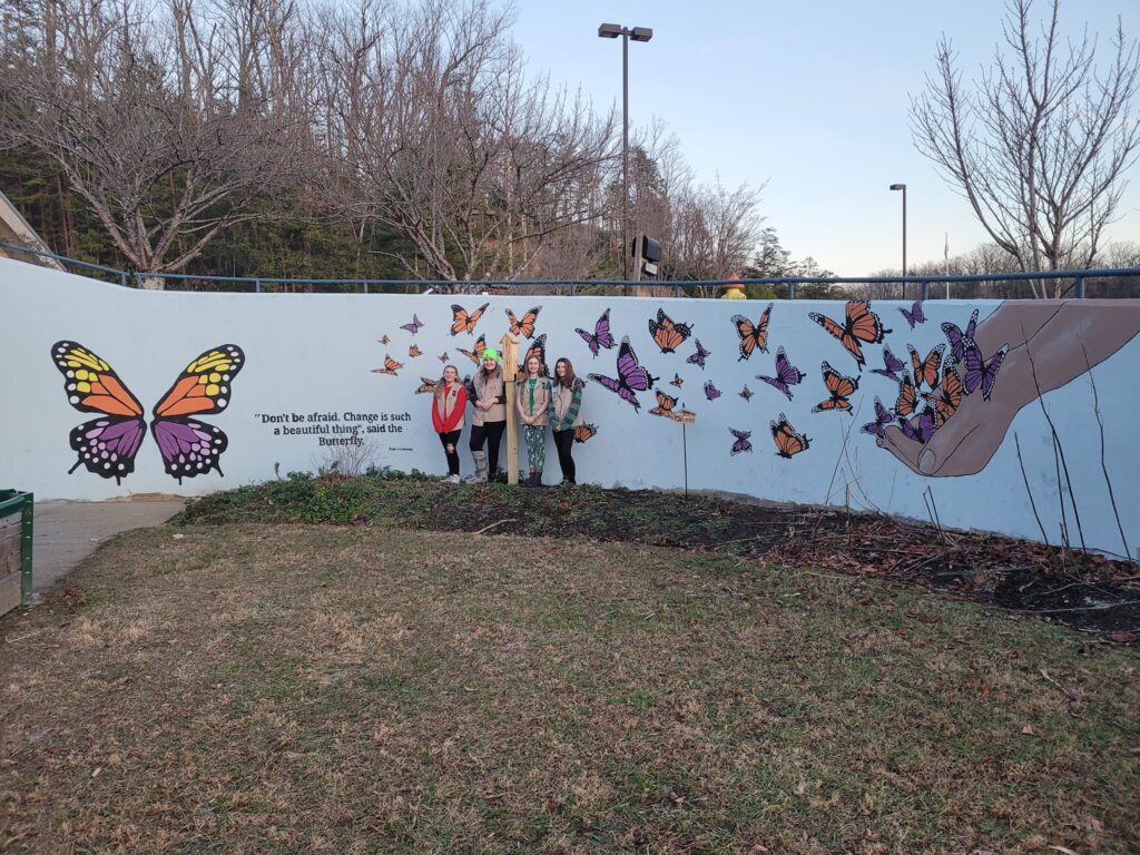 Butterfly mural in Gatlinburg at the Gatlinburg Community Center